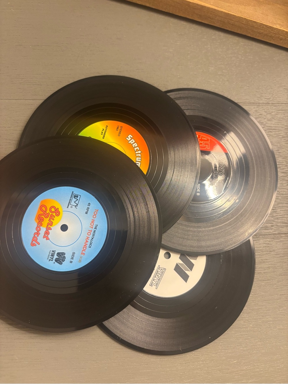 Classic Black Vinyl Record Coasters - Retro Home Party Supplies